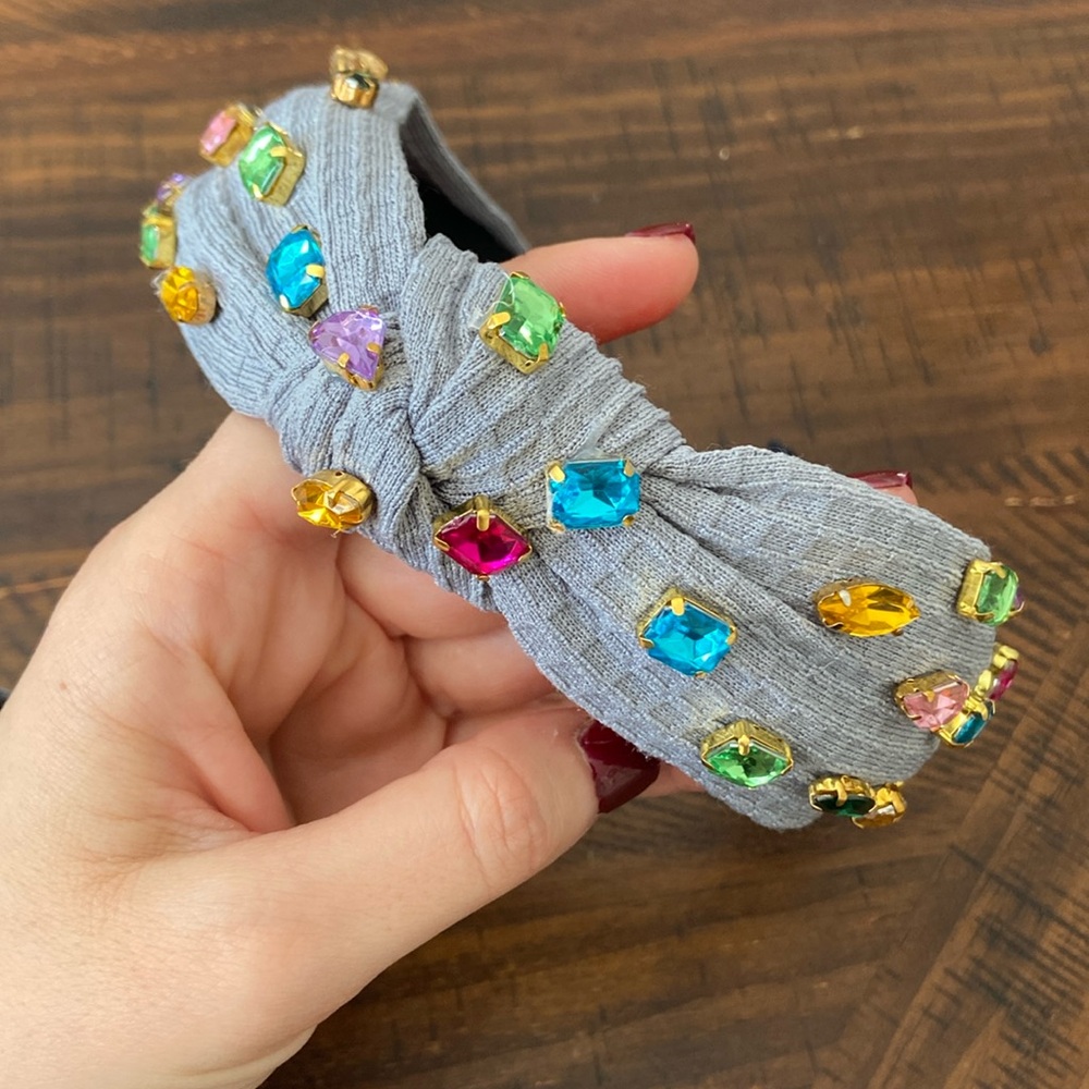 Multicolor rhinestone top Knot headband